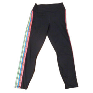 Spiritual Gangster Rainbow Black Leggings Women's Size Large